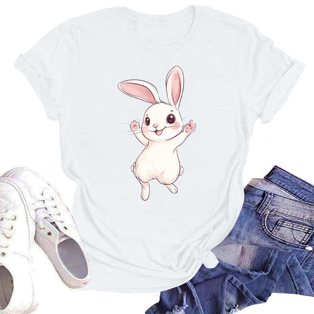 Women's Round Neck Casual Printed Short-sleeved T-shirt Top