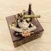 12.5 Cm Brass Sextant Compass with Wooden Box Solid Nautical Sailing Maritime Marine Navy Functional Gift Decoration Christmas
