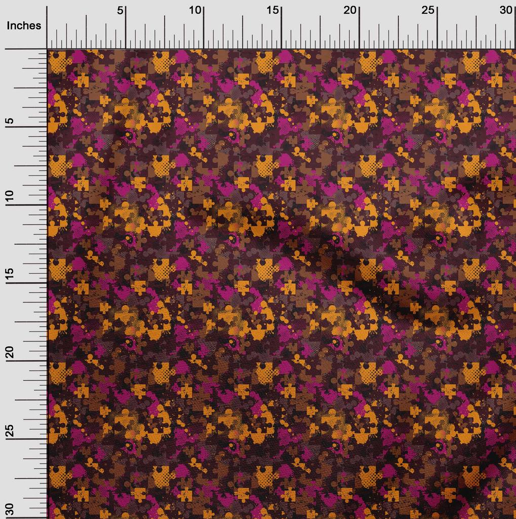 oneOone Cotton Flex Brown Fabric Abstracts Dress Material Fabric Print Fabric By The Yard 40 Inch