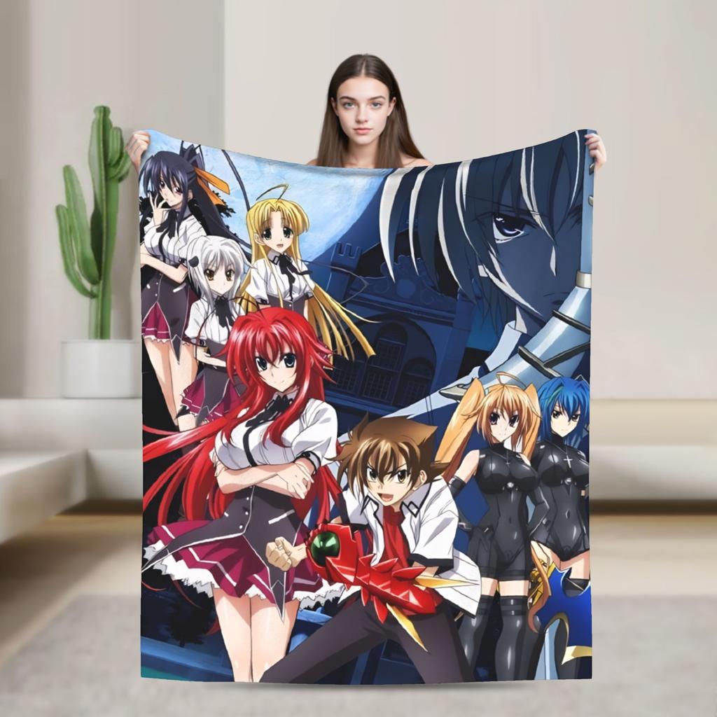 High School DxD Flannel Blanket Anime Super Warm Throw Blanket for Living Room Decorative Funny Bedspread Sofa Bed Cover