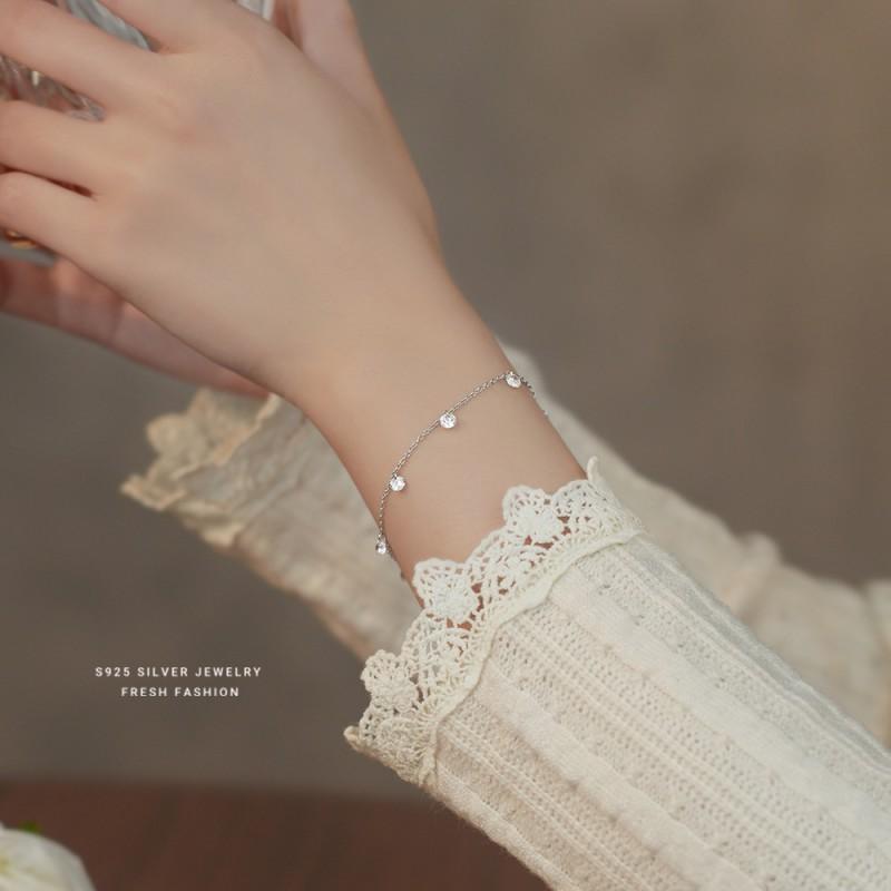 Sterling Zirconia Bracelet Women Minimalist Geometric Design Elegant Daily Wear