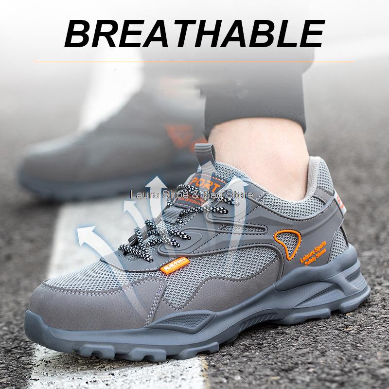 Модная мужская защитная обувь без стального подноска, противоударная, устойчивая к проколам, легкие рабочие ботинки, изоляция 6 кВ, мужская рабочая обувь, мужская безопасность