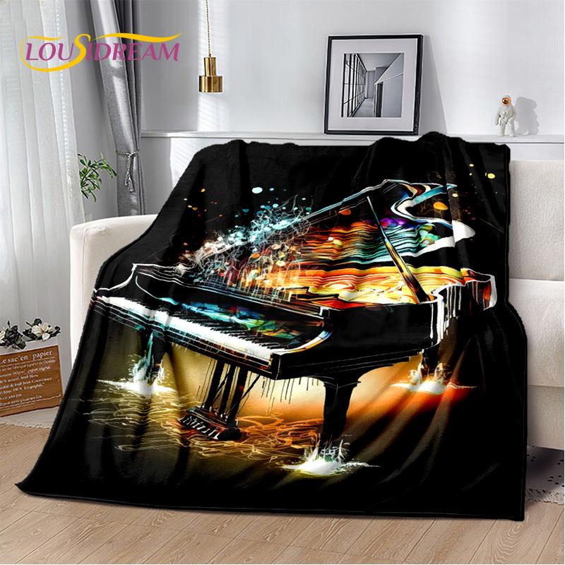 3D Dream Piano Key Music Instrument Cartoon Blanket,Soft Throw Blanket for Home Bedroom Bed Sofa Picnic Office Travel Cover Kids