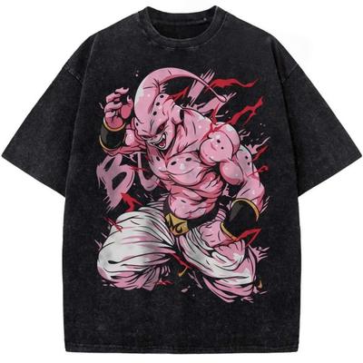 Dragon Ball Majin Buu All Forms Printed Tshirt Mens and Womens Washed Tshirt High Quality Vintage Cotton Tshirt Tops