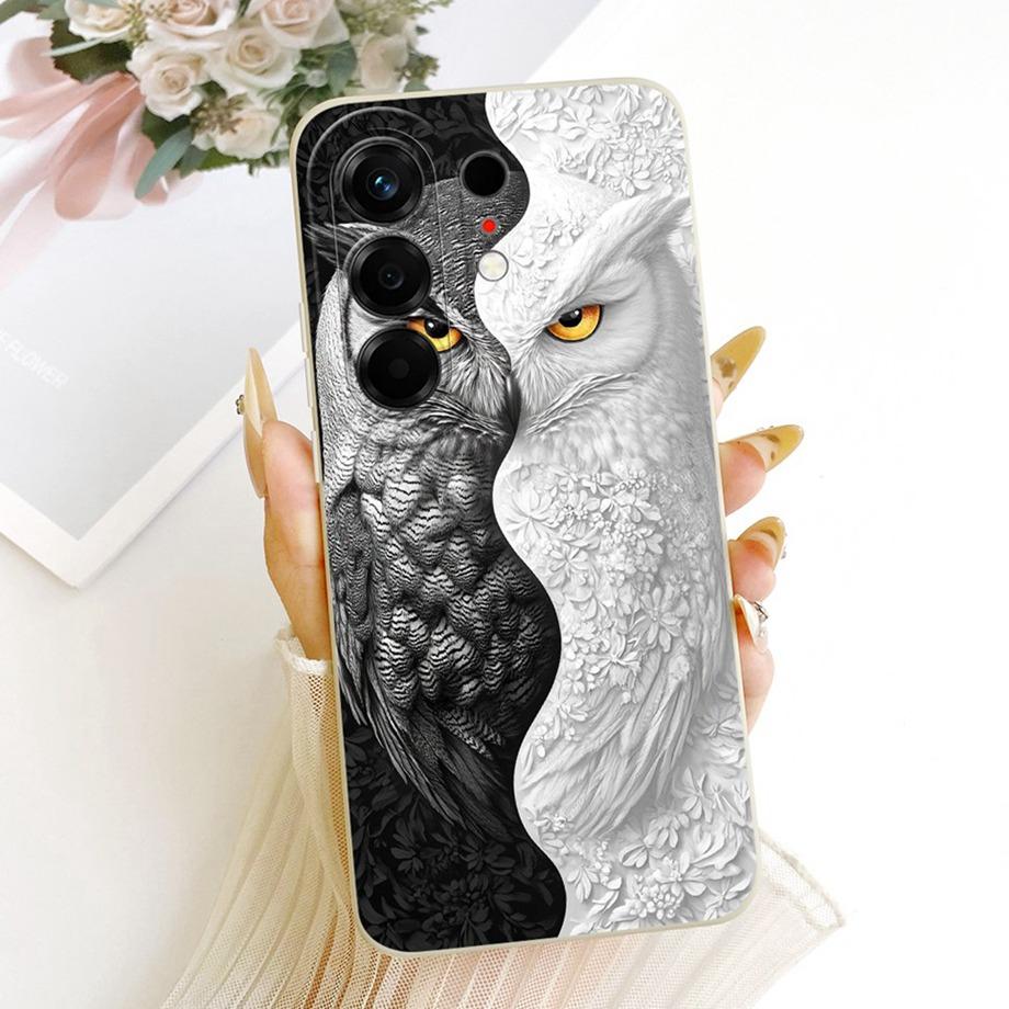 Soft Silicone Phone Case For Tecno Camon 50 Pro 4G Black Cat Cartoon Dragon Animals Pattern Bumper For Camon 50Pro CN5c Cover