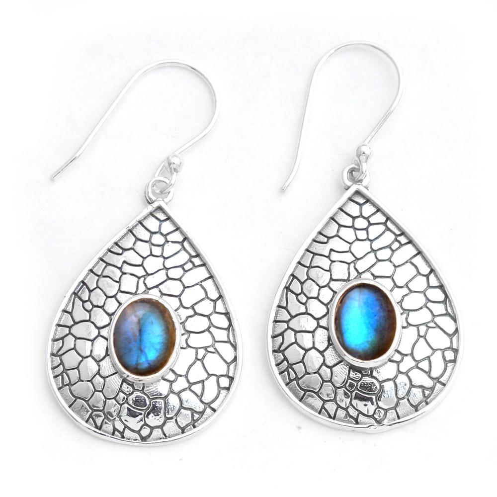 Ларимар Гранат Перидот Лабрадорит Зеленый Оникс Серьги ручной работы Стерлингового Серебра 925 Пробы Женские Ювелирные Изделия