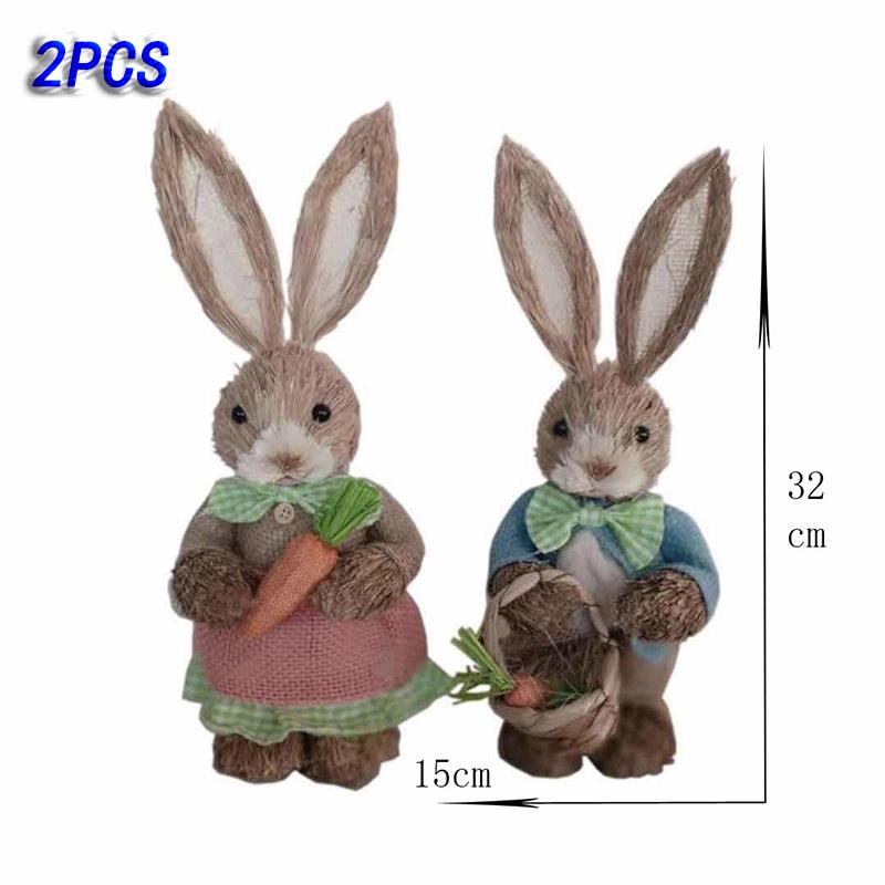 32cm Easter Rabbit Props Home Living Room Decoration Ornaments Simulation Rabbit Easter Grass Fur Rabbit