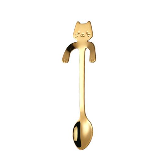 Кофейная ложка из нержавеющей стали 304, Ложка-кошка для подвешивания на кружки и высокие стаканы, Ложка с длинной ручкой для размешивания чая, Идеально для десертов и любителей мороженого