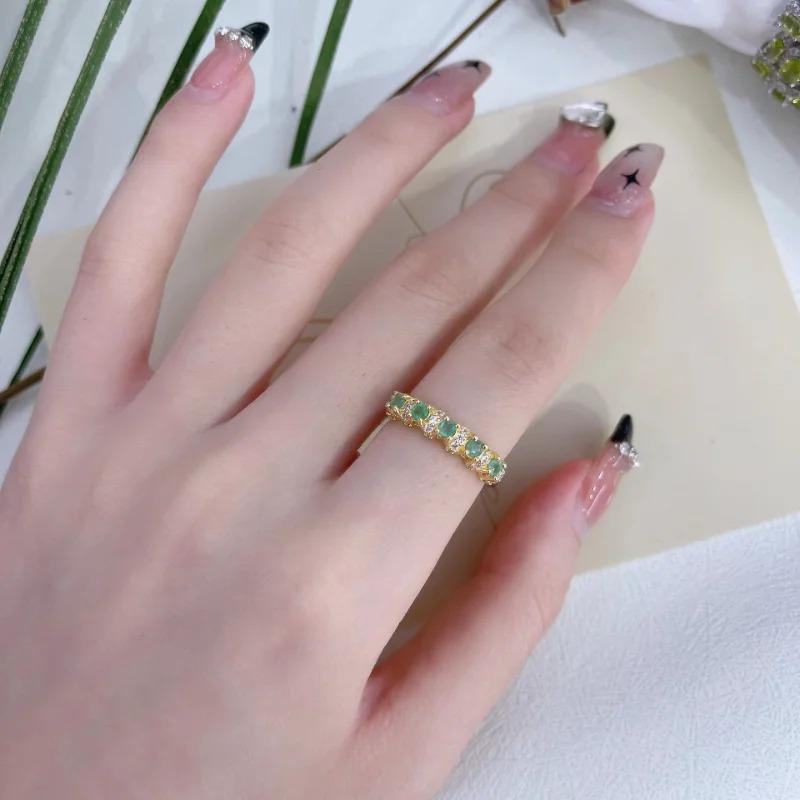 Sace Gems Кольца из стерлингового серебра 925 пробы 3 мм с натуральным изумрудом для женщин, для помолвки, для коктейльной вечеринки, ювелирные изделия