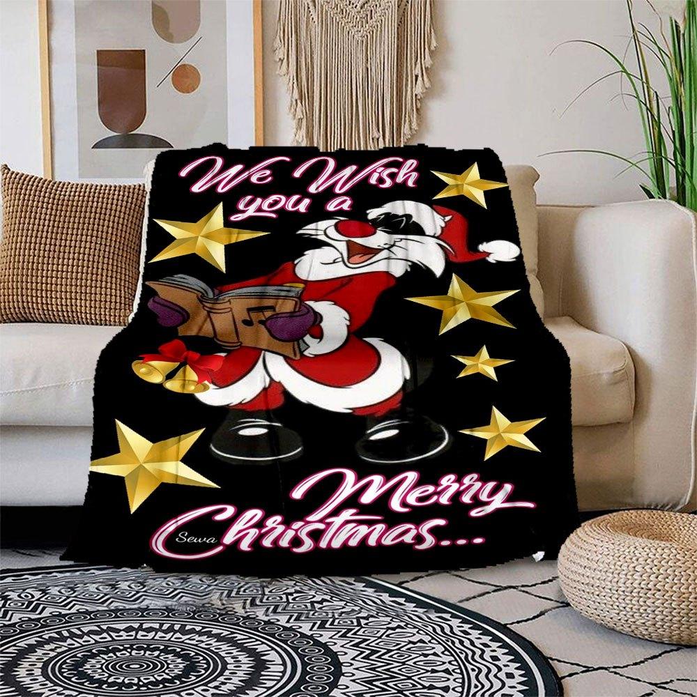 Sylvester Christmas Phone WallpaperBlanket Flannel Throw Blanket for Sofa, Bed, Travel, Camping, Office