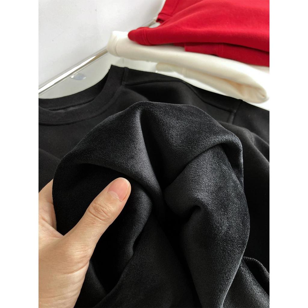 Свитер из бархата цвета красного вина Luxi 2023: Женский пуловер с длинными рукавами в корейском стиле для осени и зимы