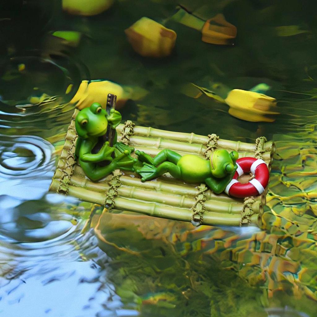 Креативная плавающая статуя лягушки из смолы для садового пруда, декоративная милая скульптура лягушки для домашнего стола, садового декора, украшения