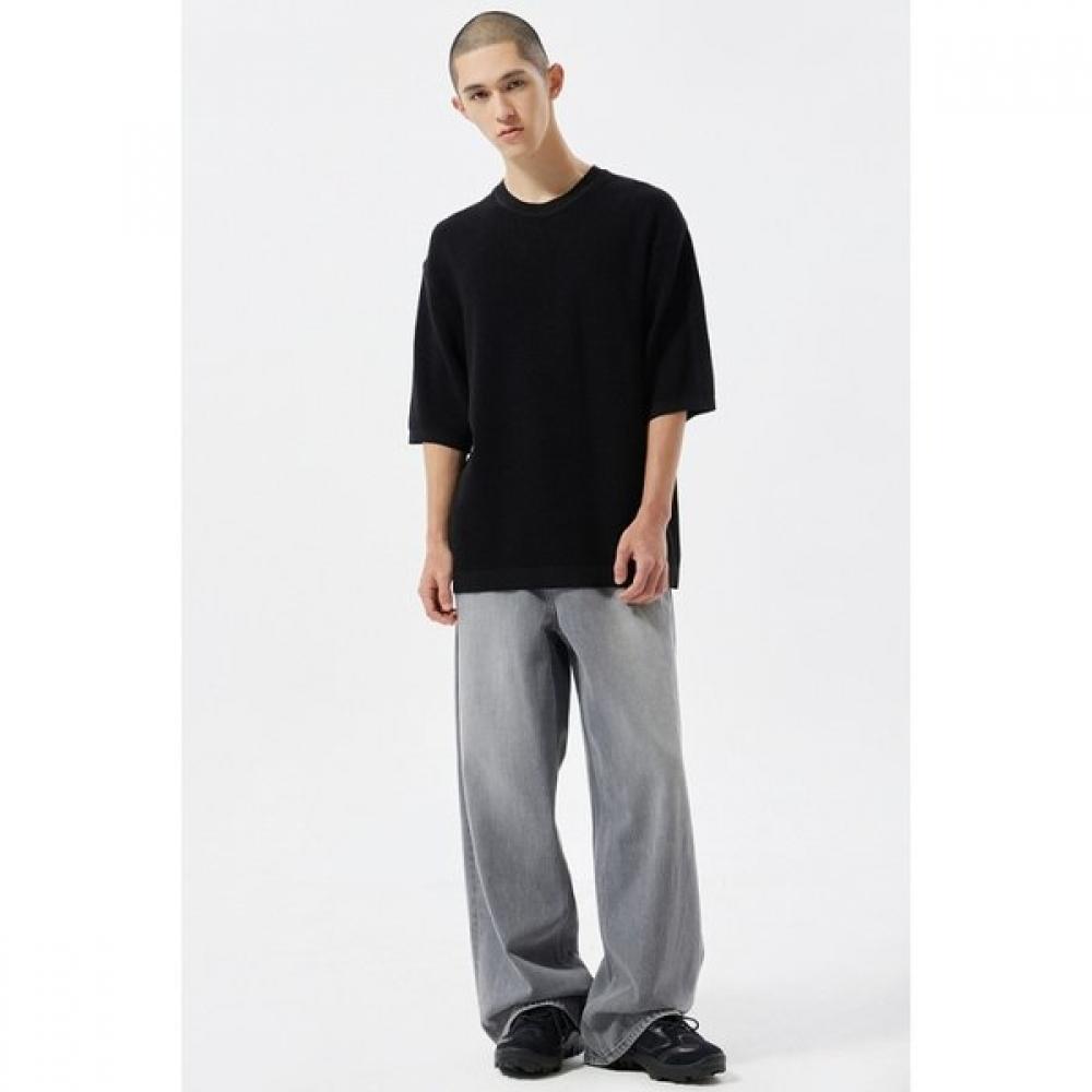 Customellow Black Soft Half Round Neck Sweater Cwwam25421bkx