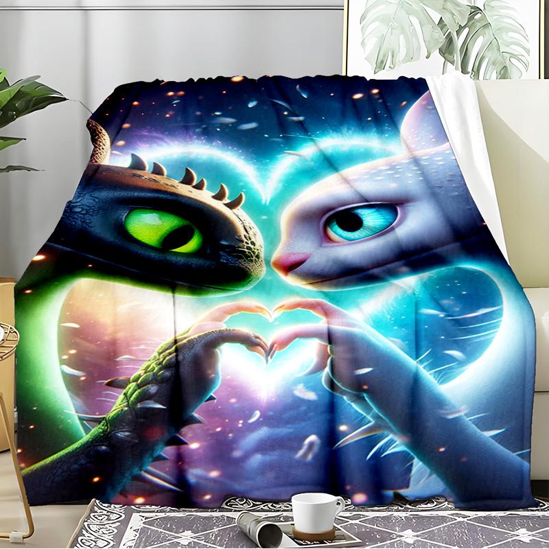 Dragons In The Snow Blanket Flannel Throw for Sofa, Indoor, Camping, Living Room, Office, Chair, And Bed Soft Birthday Gift