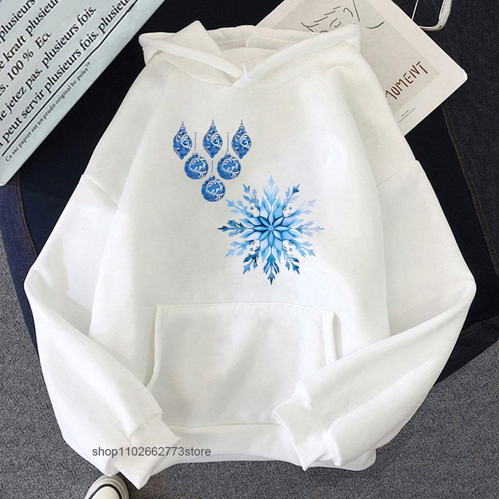 Худи Шинуазри Сине-белые Рождественские Толстовки Мужские Y2k Sudaderas Женские с Длинным Рукавом Kpop Одежда