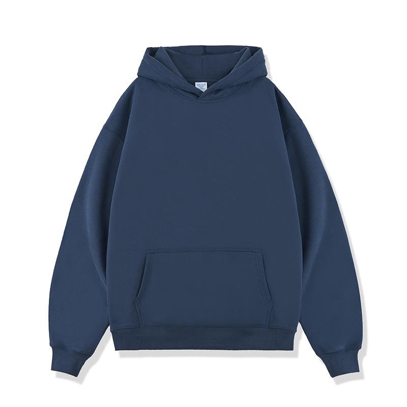 Autumn and Winter Solid Color Blank Plus Velvet Thickened 450g Hooded Sweatshirt Men Heavy Hoodie Men's Clothes