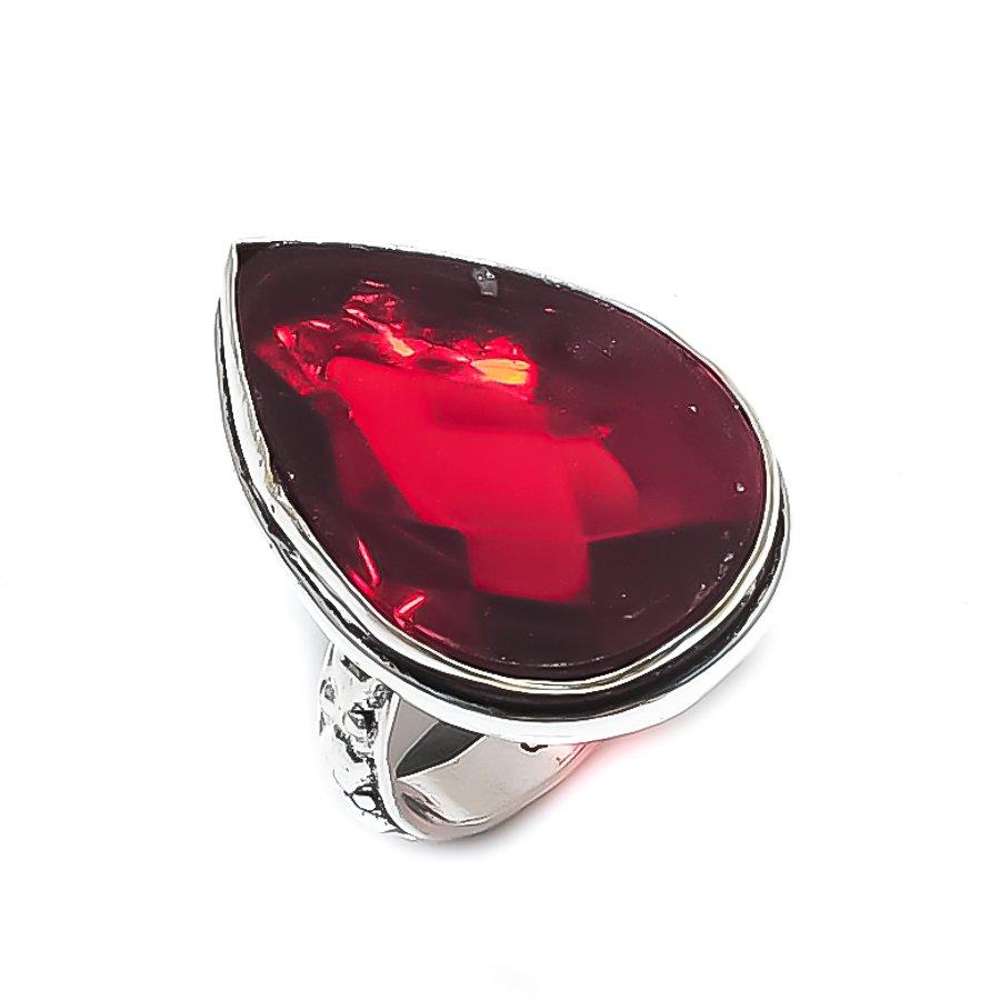 Garnet Gemstone 925 Sterling Silver Jewelry Ring Size 7.5