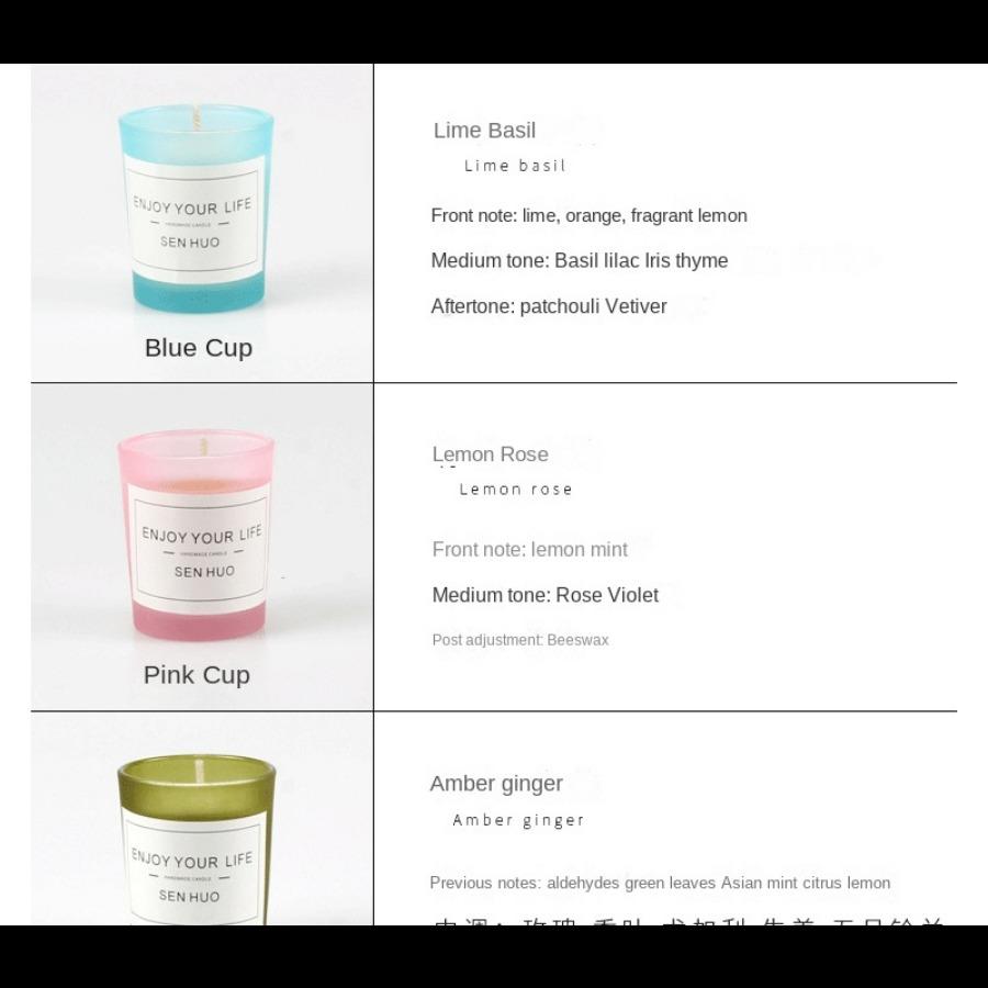 1pc Fragrant Candle Creative Nordic Glass Cup Soy Wax Smokeless Aromatherapy Candle for Home, Wedding, Festival Party Candles