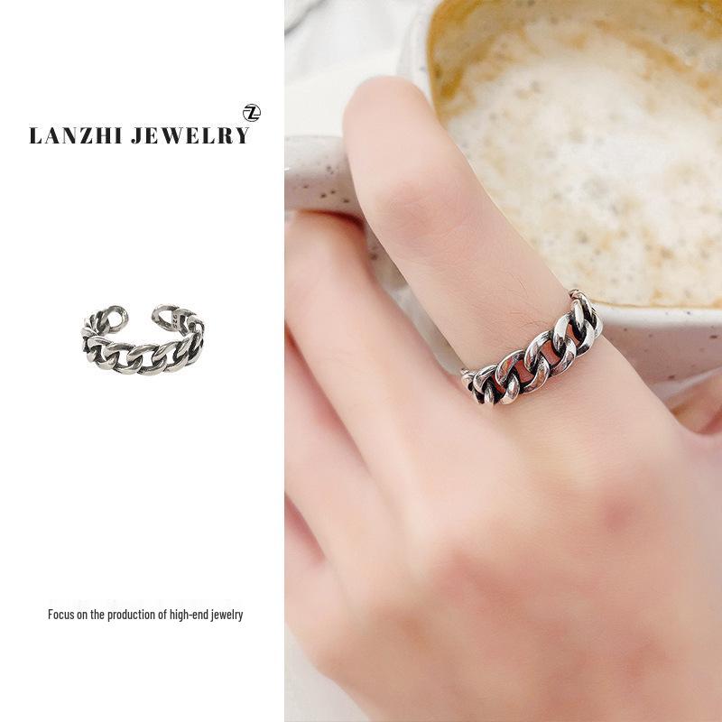 Тайское серебро Женское наборное кольцо - Серебро 925 пробы, Нишевый дизайн, Простые и универсальные украшения