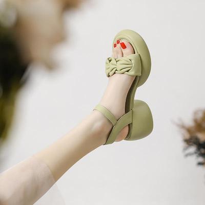 Сандалии на платформе небольшого размера, женская летняя одежда, универсальные, с ремешком, удобные, на толстом каблуке, с высоким каблуком