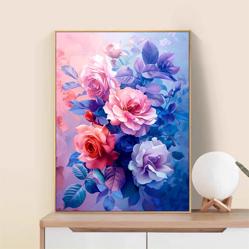 5d DIY Алмазная картина, вышивка крестом, красочные розы, цветы, алмазная вышивка, растения, мозаика, полный круглый дрель, домашний декор