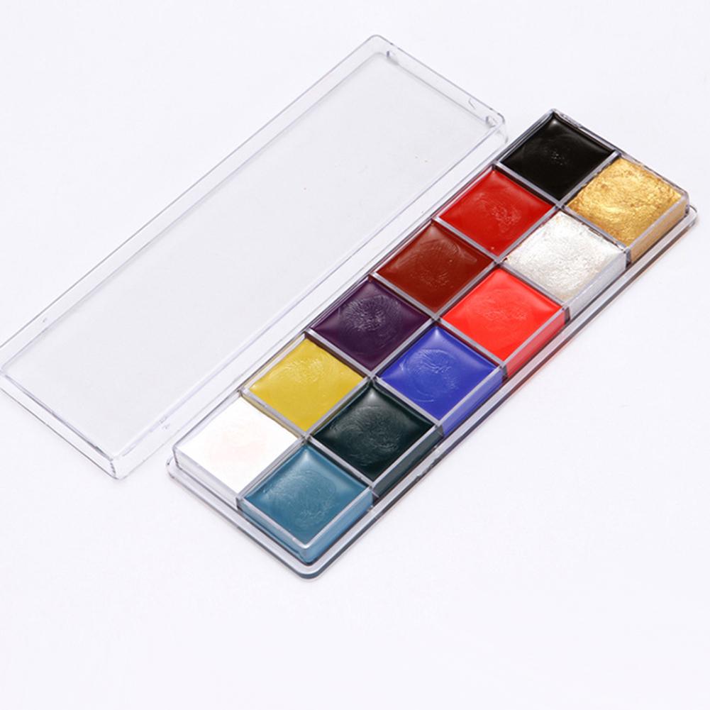 Набор масляной живописи для тела, Хэллоуин, 12 цветов, моющаяся картина маслом для лица и тела, пигментные кисти, инструмент для макияжа