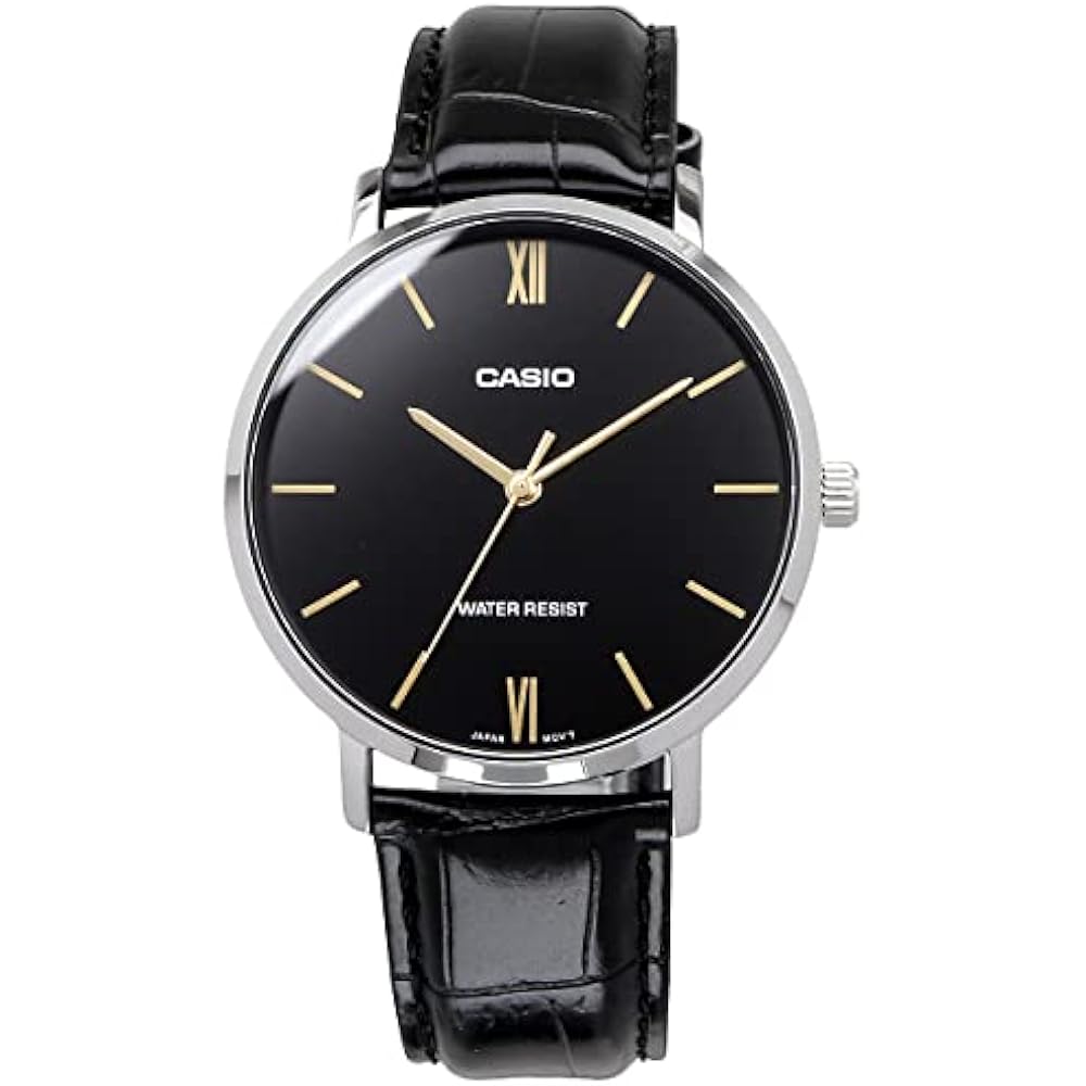 [Casio] CASIO Quartz Men's Watch MTP-VT01L-1B Black x Black Leather Band Overseas Model [Parallel...