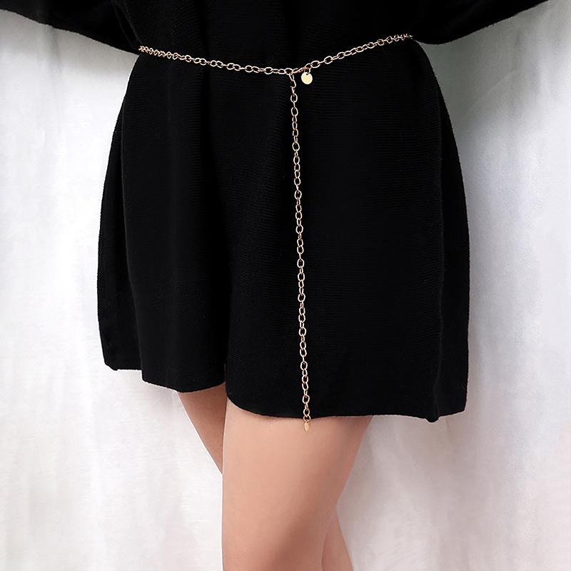 Women Lady Waist Chain Belt Metal Gold Silver Color Waistband Chain Belt