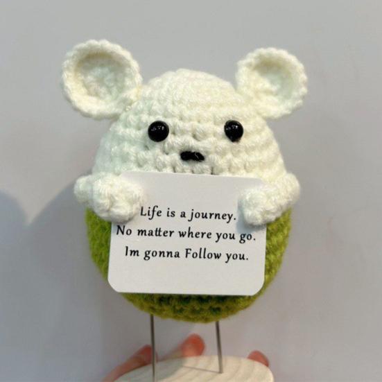 Позитивная кукла-картошка ручной работы с вдохновляющей открыткой, милая вязаная фигурка для эмоциональной поддержки в комнате, декор