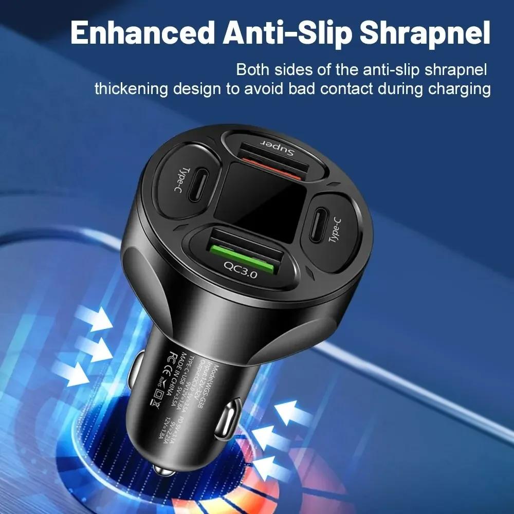 3.0 Быстрая зарядка Адаптер для мобильного телефона 66 Вт USB PD Автомобильное зарядное устройство 2 USB-порта + 2 PD Зарядное устройство Быстрая зарядка