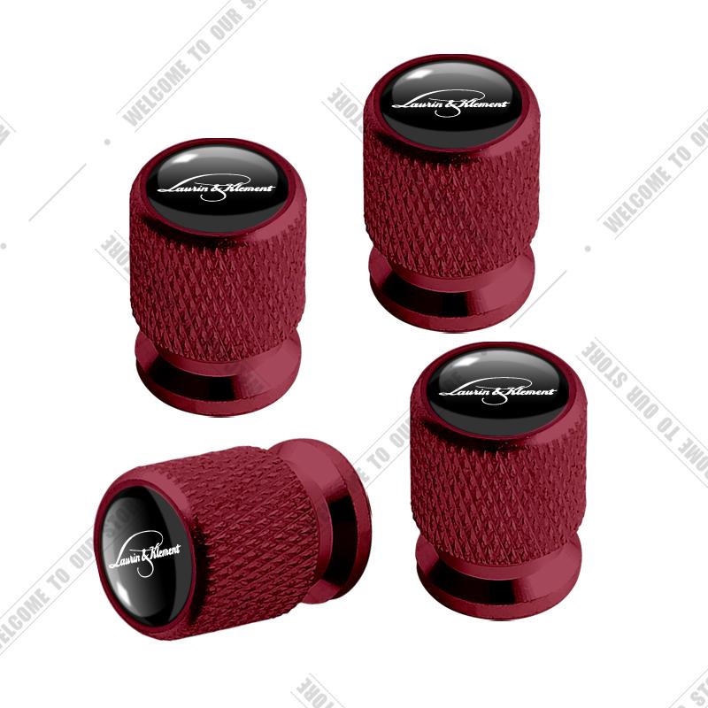 Car CNC Aluminum L&K Emblem For Skoda Laurin & Klement Superb Yeti Octavia Kodiaq Rapid 4pcs Tire Valve Air Port Stem Cover Caps