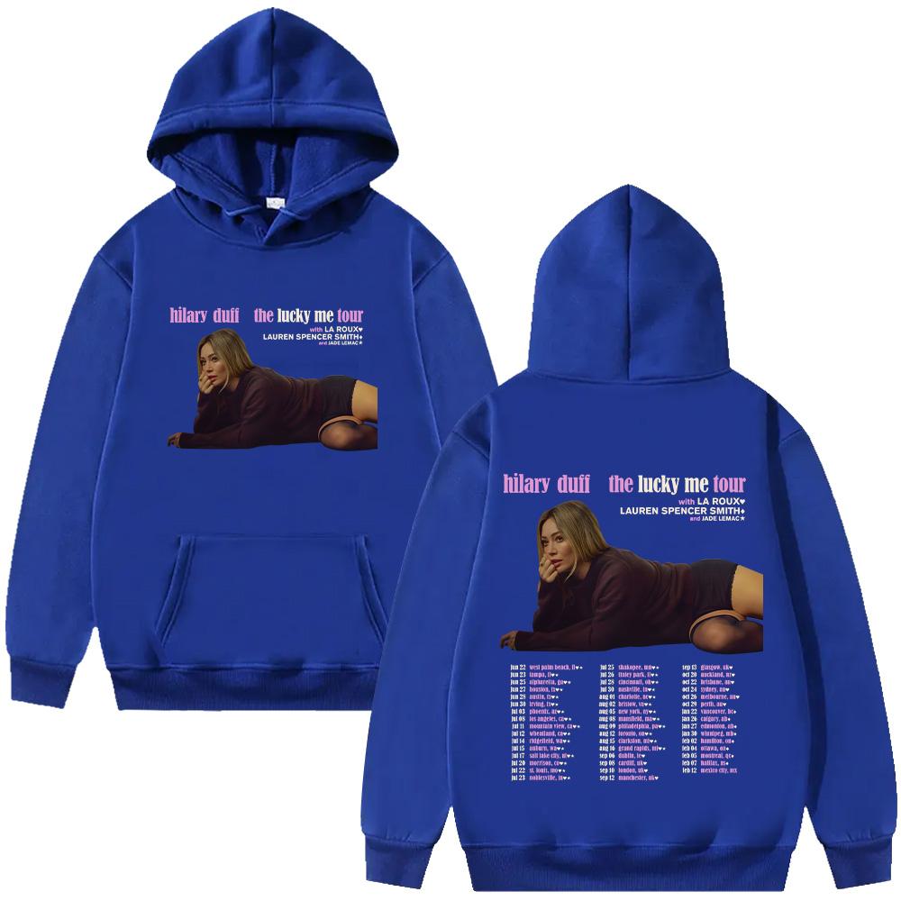 Хилари Дафф Худи The Lucky Me Tour 2026 Новые Уличные Пуловеры Мужские Женские Мода Поп-Музыки Оверсайз Худи с Графикой