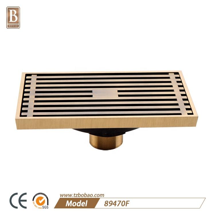 Bathroom Shower Antique Brass Square Tile Insert Drain Anti-odor Invisible Floor Drain