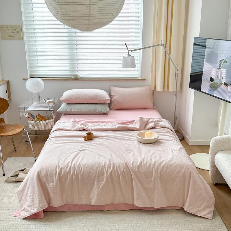 Летнее одеяло из чистого хлопка, без принта, мытое хлопковое одеяло с кондиционером и соевым волокном