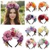 Simulated Flowers Floral Headband Soft Fabric Flower Crown Fabric Flower Headpiece  Women
