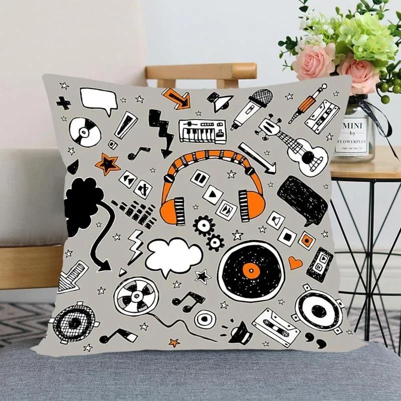 Music Theme Series Pillowcases, Living Room Sofa Chair Cushion Covers, Bedroom Home Decoration Gifts