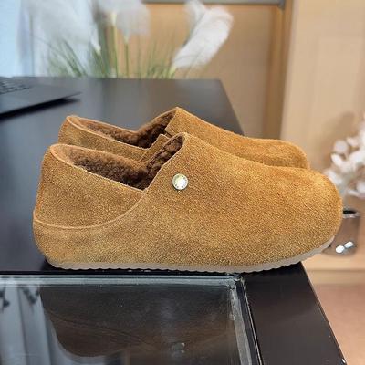 Женские осенне-зимние хлопковые туфли из натуральной кожи, вельветовые, для двух видов носки, на плоской подошве, универсальные туфли-дуду, ленивые, на один шаг