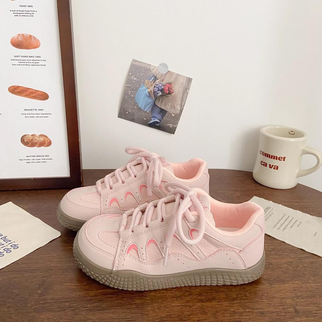 Ретро весна и осень новый уродливый милый женский нишевый платформа кэжуал универсальный 2025 кеды молочно-желтый инс тренд моральные тренировочные туфли