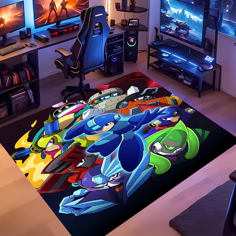 1pc Cartoon Rockman Game Megaman2 Entrance Mat, Non-Slip Mat Area Rug,Room Decor, Outdoor Decor, Kitchen Rug,Doormat - Machine Washable, Easy to Clean