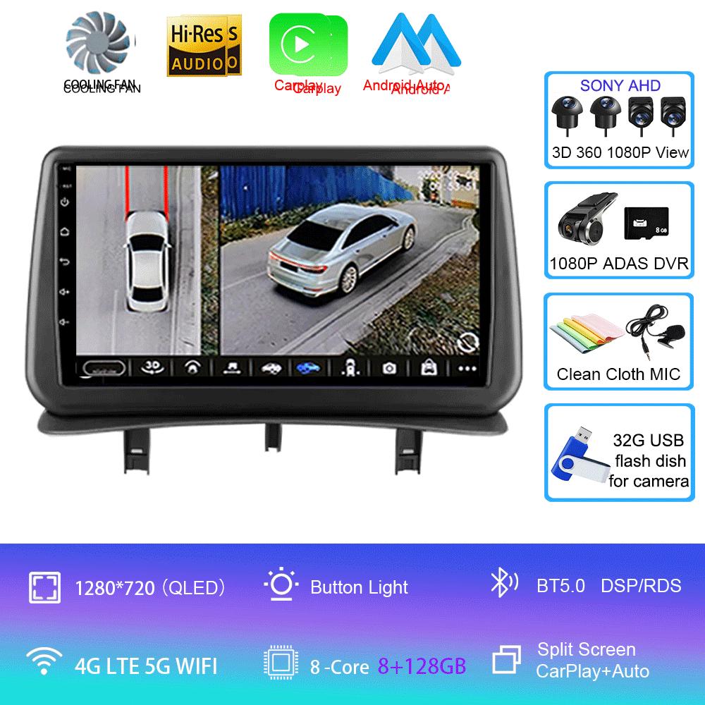 Видеоплеер Android14 Carplay для Renault Clio 3 Clio3 2005 2006 2007 2008 2009 - 2014 Мультимедийное автомобильное радио WIFI+4G DSP Stereo