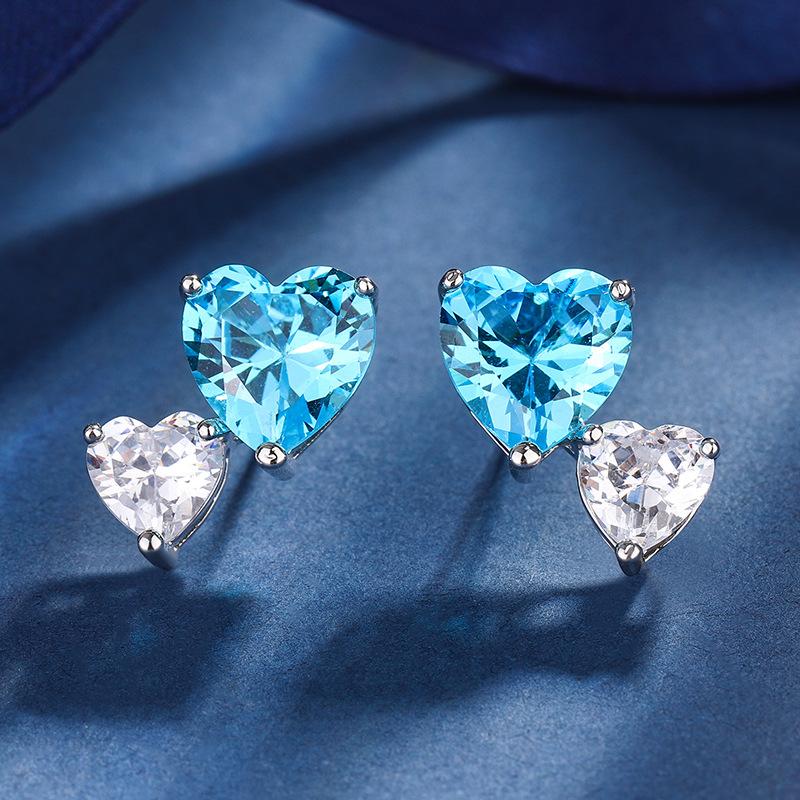 Ювелирные изделия Медное основание Позолоченные Имитация цвета Сокровище Подвеска в форме сердца Серьги Универсальный набор Женщины 15 * 15-9 * 9