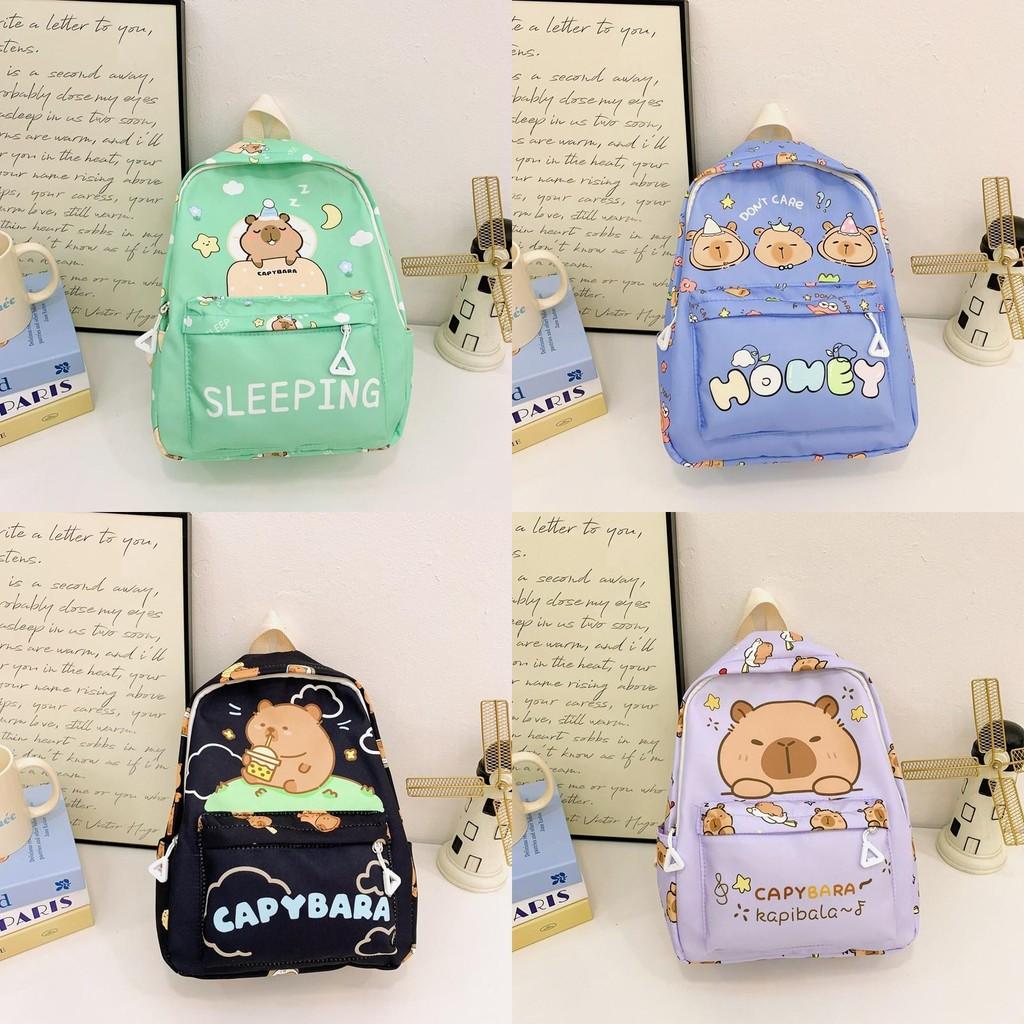 Capybara Themed Childrens Backpack With Durable Nylon Material And Cartoon Print For School Use