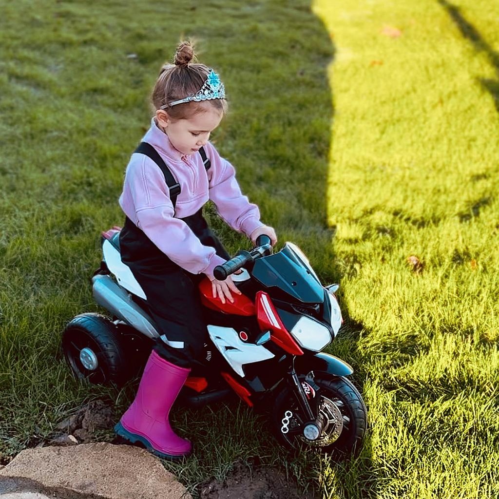 Kids Electric Motorcycle, 6V Ride on Motorcycle with 3 Wheels, LED Headlight, Music, Horn for Boys Girls 3-5 Y, Red