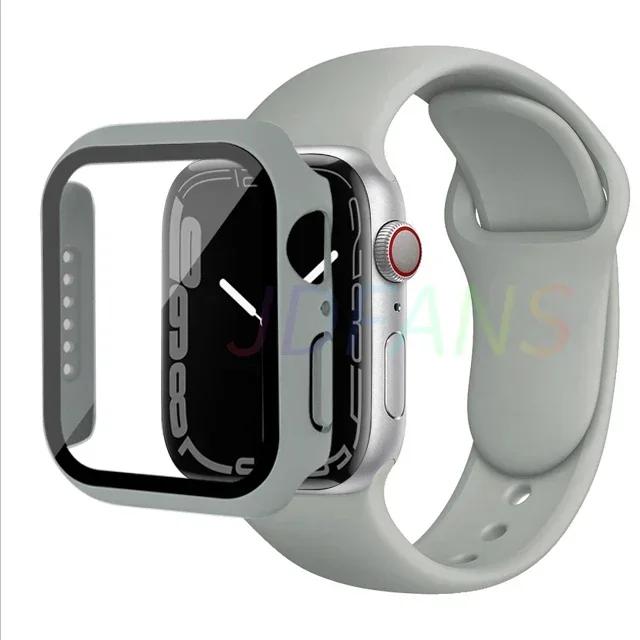 Стекло+корпус+ремешок для Apple Watch Band 42 мм 44 мм 41 мм 40 мм 38 мм 45 мм 49 мм Защитные пленки для Apple IWatch Series 8 7 6 SE 5 4
