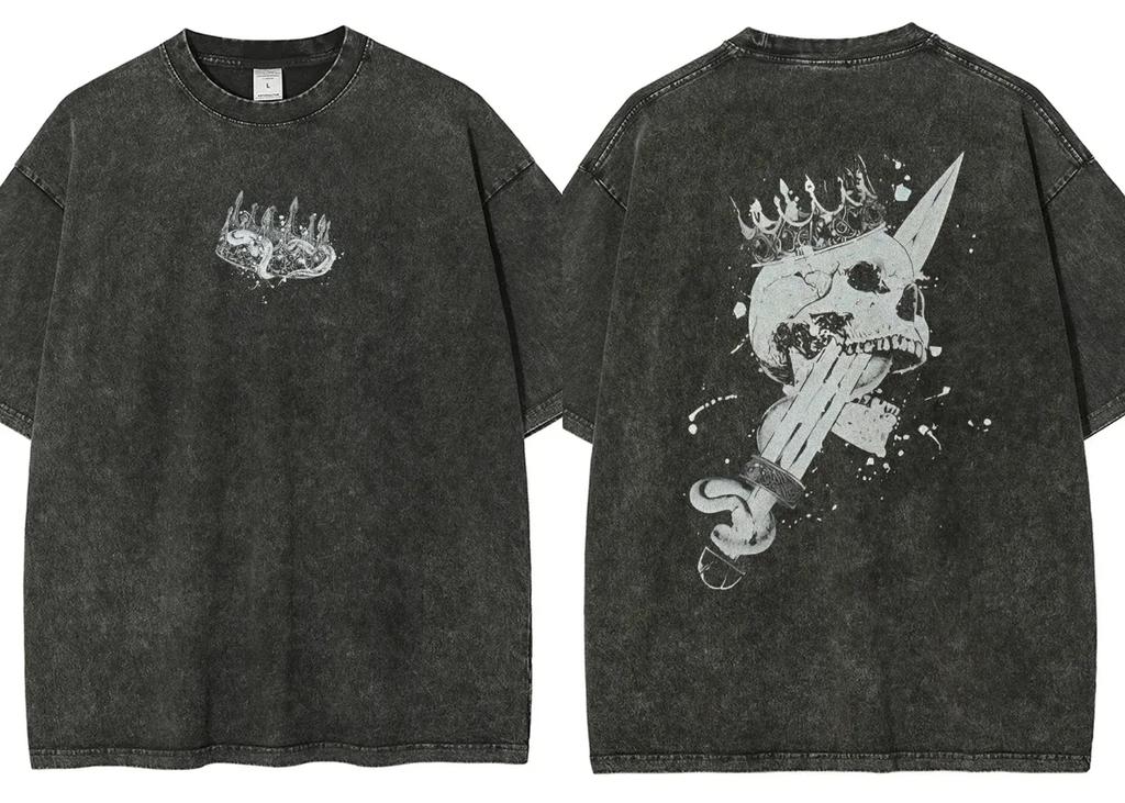2026 summer Vinland Saga Anime Washed T-shirt Unisex Casual Oversized Short Sleeve Tee With Thorfinn Print For Fans
