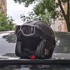 ORZ Ретро Кожаный 3/4 Открытый Полушлем Мотоциклетный Шлем Легкий Взрослый Шлем Джет Vantage, Сертифицирован DOT для Мужчин и Женщин