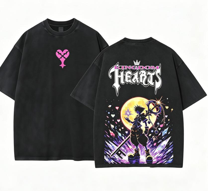 Kingdom Hearts Сора Аниме Любитель Стиранная Футболка Круглогодичная одежда Высокое качество Личность Одежда Большой Размер Унисекс Новая Модель Футболка для Пар