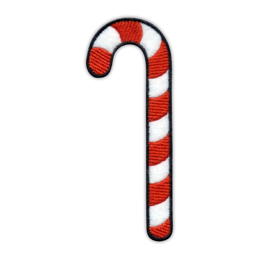 Patchion Candy Cane white and red - iron on - Magnetic Backing - Embroidered Patch/Badge/Emblem