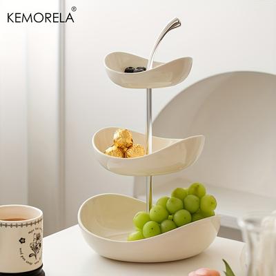 Двухъярусная и трехъярусная керамическая фруктовница для дома и использования в салоне, идеально подходит для журнальных столиков, закусок, десертов и демонстрации