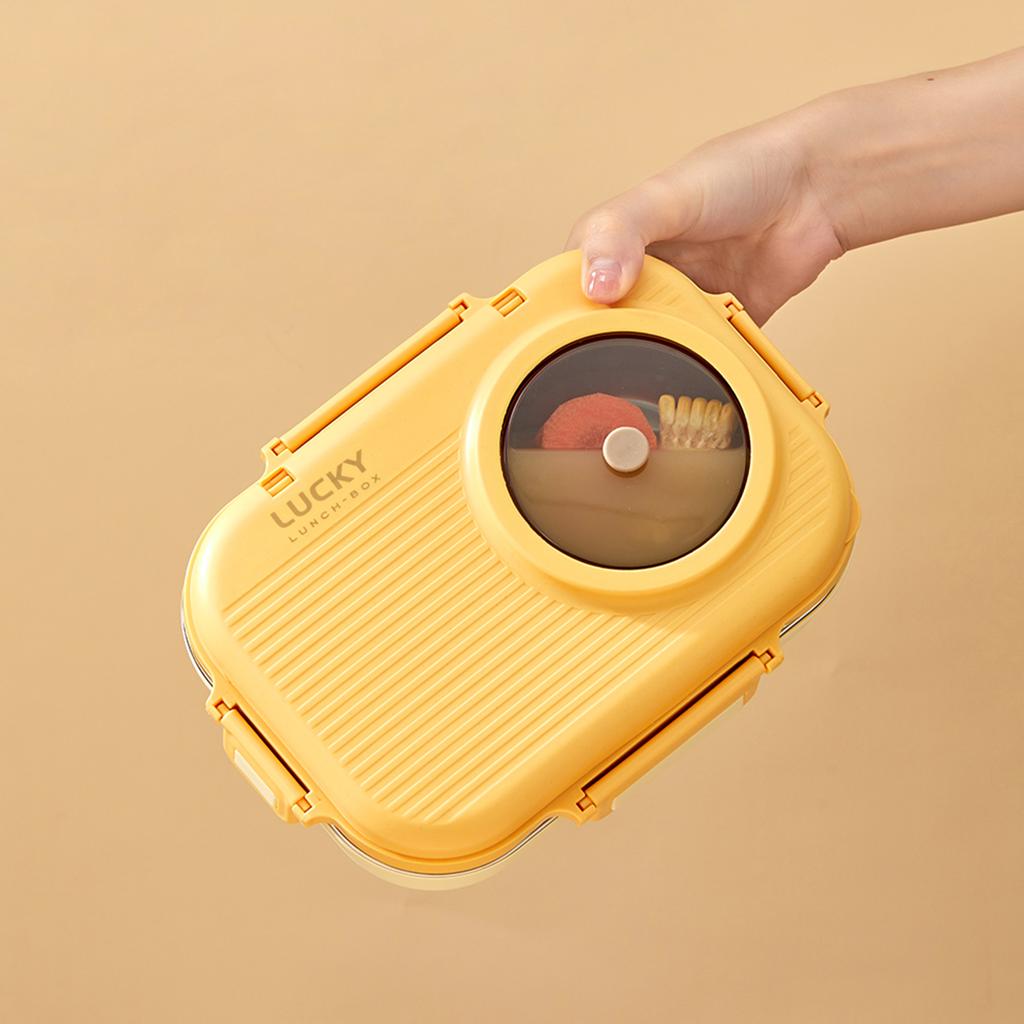 900 мл Микроволновая печь 304 Нержавеющая сталь Бенто Ланч-бокс с миской и столовыми приборами Студенческий портативный 3 отделения Герметичные контейнеры для еды